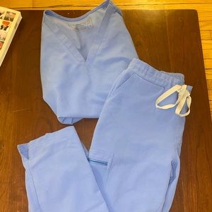 Figs Ceil Blue Scrubs Casma Top Yola Skinny Pants